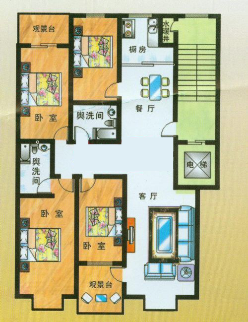 4室2廳1衛2廚2陽臺177㎡